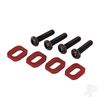 Washers, motor mount, aluminium (Red-anodised) (4)/ 4x18mm BCS (4)