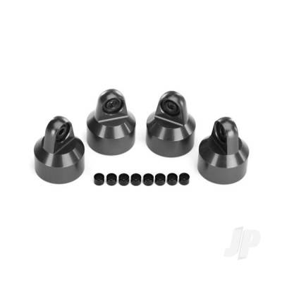 Shock caps, aluminium (Grey-anodised), GTX shocks (4) / spacers (8 pcs)