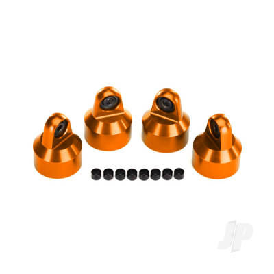 Shock caps, aluminium (Orange-anodised), GTX shocks (4) / spacers (8 pcs)