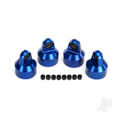 Shock caps, aluminium (Blue-anodised), GTX shocks (4 pcs) / spacers (8 pcs)