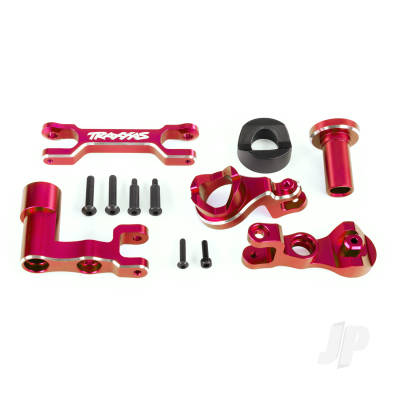 Steering bellcranks (left & right) / drag link (6061-T6 aluminium, Red-anodised) (fits XRT)