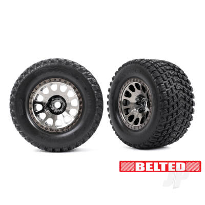 Wheels & Tyres, Assembled, Glued (XRT Race Black Chrome wheels, Gravix belted tyres, dual profile (4.3in outer, 5.7in inner) foam inserts) (left & right)