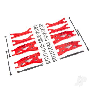 Suspension kit, X-Maxx WideMaxx, Red (includes front & rear suspension arms, front toe links, driveshafts, shock springs)