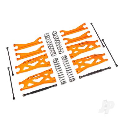 Suspension kit, X-Maxx WideMaxx, Orange (includes front & rear suspension arms, front toe links, driveshafts, shock springs)