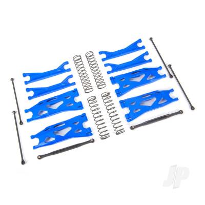 Suspension kit, X-Maxx WideMaxx, Blue (includes front & rear suspension arms, front toe links, driveshafts, shock springs)