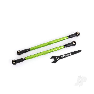 Toe links, front (Tubes Green-anodised, 6061-T6 aluminium) (2 pcs) (for use with #7895 X-Maxx WideMaxx suspension kit)