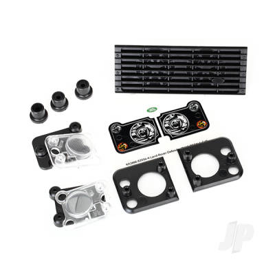Grille, Land Rover Defender / grille mount (3 pcs) / headlight housing (2 pcs) / lens (2 pcs) / headlight mount (2 pcs) (fits #8011 Body)