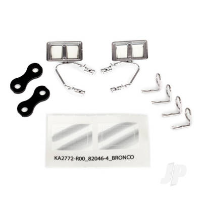 Mirrors, side, Chrome (left & right) / retainers (2 pcs) / Body clips (4 pcs) (fits #8010 Body)