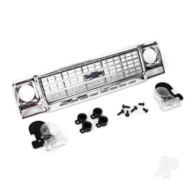 Grille, Chevrolet Blazer (1979) / grille retainers (4 pcs) / headlight housing (2 pcs) / lens (2 pcs) / 2.6x8 BCS (4 pcs) / 2.5x6 BCS (2 pcs) (fits #8130 Body)
