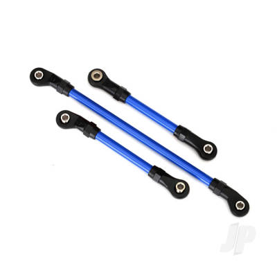 Steering link, 5x117mm (1pc) / drag link, 5x60mm (1pc) / panhard link, 5x63mm (Blue powder coated Steel) (assembled with hollow balls) (for use with #8140X TRX-4 Long Arm Lift Kit)