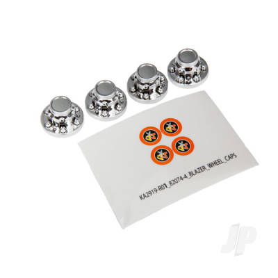 Center caps, wheel (Chrome) (4 pcs) / decal sheet (requires #8255A extended stub axle)