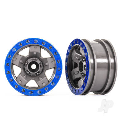 Wheels, TRX-4 Sport 2.2 (Grey, Blue beadlock style) (2 pcs)
