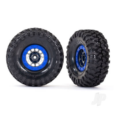 Wheels & Tyres, Assembled, Glued (Method 105 1.9' Black Chrome, Blue beadlock style wheels, Canyon Trail 4.6x1.9' tyres, foam inserts) (1 left, 1 right)