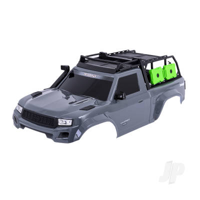 Body, TRX-4 Sport, complete, Grey (painted, decals applied) (includes grille, side mirrors, door handles, windshield wipers, expedition rack, & clipless mounting) (requires #8080X inner fenders)
