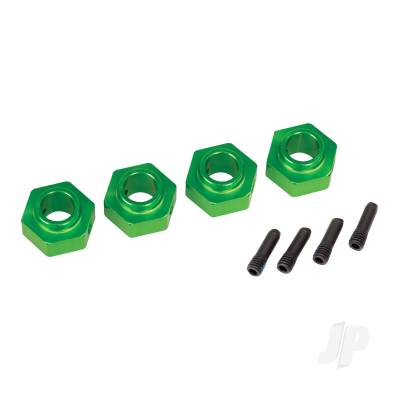 Wheel Hubs, 12mm hex, 6061-T6 aluminium (Green-anodised) (4 pcs) / screw pin (4 pcs)