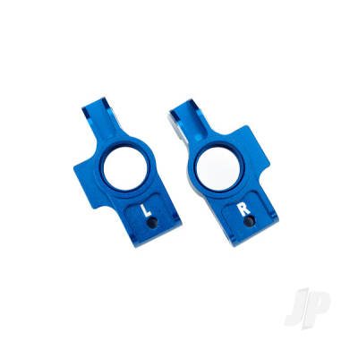 Carriers, stub axle, 6061-T6 aluminium (Blue-anodised), (left & right) / 3x12mm BCS (with threadlock) (2 pcs) / 2.5x6mm BCS (with threadlock) (2 pcs)