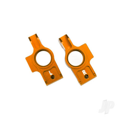 Carriers, stub axle, 6061-T6 aluminium (Orange-anodised) (left & right) / 3x12mm BCS (with threadlock) (2 pcs) / 2.5x6mm BCS (with threadlock) (2 pcs)