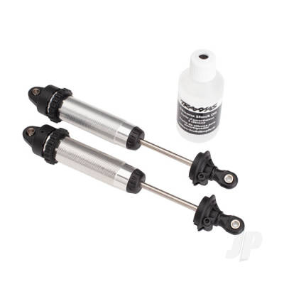 Shocks, GTR, 134mm, Silver aluminium (fully assembled without springs) (Front, threaded) (2 pcs)