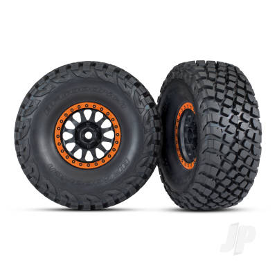 Tyres & wheels, assembled, glued (Method Race Wheels, black with orange beadlock, BFGoodrich Baja KR3 tyres) (2)