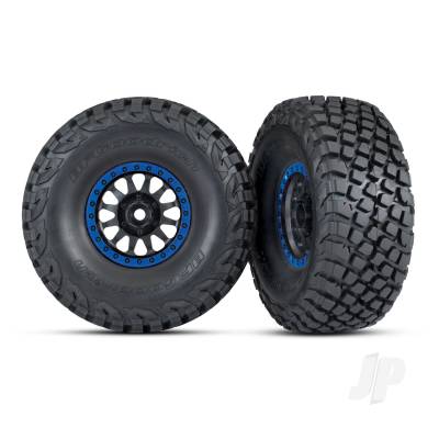 Tyres and wheels, assembled, glued (Method Racing wheels, black with blue beadlock, BFGoodrich Baja KR3 tyres) (2)