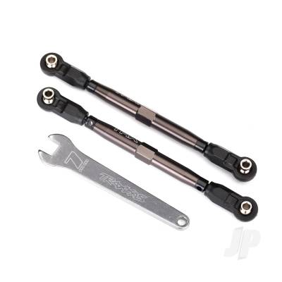 Toe links, Front, Unlimited Desert Racer (Tubes Dark Titanium anodised, 7075-T6 aluminium, stronger than Titanium) (102mm) (2 pcs) (assembled with rod ends and hollow balls) / aluminium wrench, 7mm (1pc)