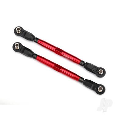Toe links, Front, Unlimited Desert Racer (Tubes Red-anodised, 7075-T6 aluminium, stronger than Titanium) (102mm) (2 pcs) (assembled with rod ends and hollow balls) / aluminium wrench, 7mm (1pc)