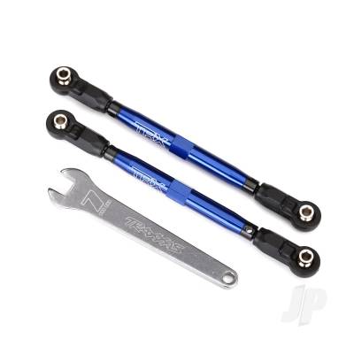 Toe links, Front, Unlimited Desert Racer (Tubes Blue-anodised, 7075-T6 aluminium, stronger than Titanium) (102mm) (2 pcs) (assembled with rod ends and hollow balls) / aluminium wrench, 7mm (1pc)