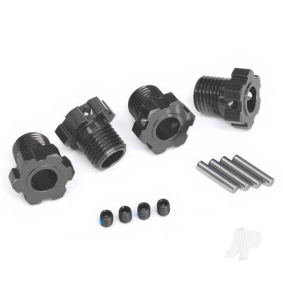 Wheel Hubs, splined, 17mm (Grey-anodised) (4) / 4x5 GS (4), 3x14mm pin (4 pcs)