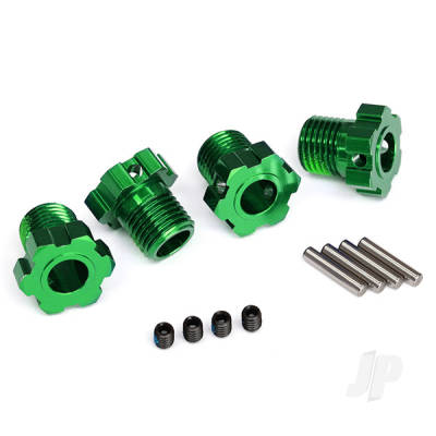Wheel Hubs, splined, 17mm (Green-anodised) (4 pcs) / 4x5 GS (4 pcs) / 3x14mm pin (4 pcs)