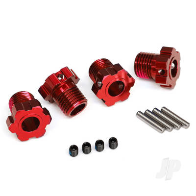 Wheel Hubs, splined, 17mm (Red-anodised) (4 pcs) / 4x5 GS (4 pcs) / 3x14mm pin (4 pcs)