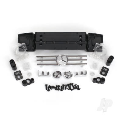 Grille, Mercedes-Benz G 500 4x4 / grille mount / grille insert / headlight lens (2 pcs) / headlight reflector (2 pcs) / reflector lens (2 pcs) / bumperette Front (2 pcs) / bumperette mount (2 pcs) / turn signal housing (2 pcs) / turn signal housing retainer (2 pcs) / turn signal len