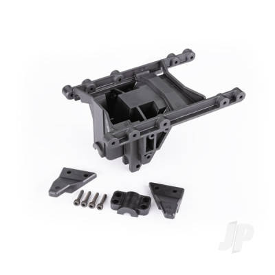 Suspension mount, intermediate, TRX-6 (1)/ bearing cap (1)/ suspension link mounts (left & right)/ 2.5x12 CS (4)