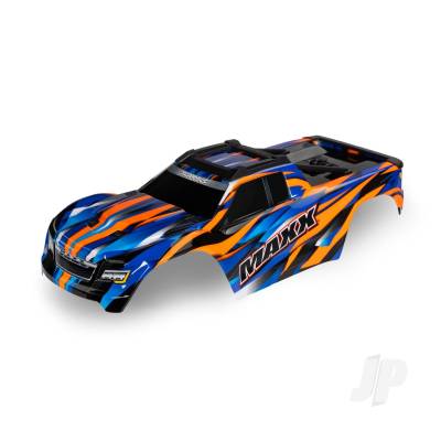 Body, Maxx, Orange (painted, decals applied) (fits Maxx with extended chassis (352mm wheelbase))