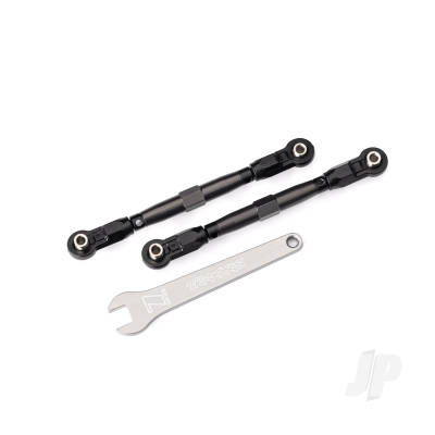 Toe links, Front (Tubes Grey-anodised, 7075-T6 aluminium, stronger than Titanium) (88mm) (2 pcs) / rod ends, rear (4 pcs) / rod ends, front (4 pcs) / aluminium wrench (1pc)