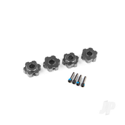 Wheel hubs, hex, aluminium (Grey-anodised) (4 pcs) / 4x13mm screw pins (4 pcs)
