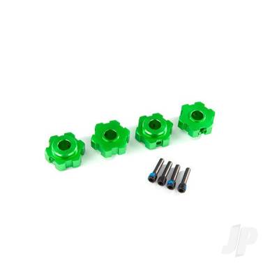 Wheel Hubs, hex, aluminium (Green-anodised) (4 pcs) / 4x13mm screw pins (4 pcs)