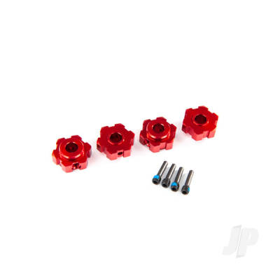 Wheel Hubs, hex, aluminium (Red-anodised) (4 pcs) / 4x13mm screw pins (4 pcs)