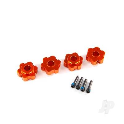 Wheel Hubs, hex, aluminium (Orange-anodised) (4 pcs) / 4x13mm screw pins (4 pcs)