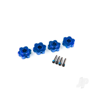Wheel Hubs, hex, aluminium (Blue-anodised) (4 pcs) / 4x13mm screw pins (4 pcs)