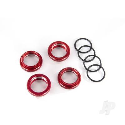 Spring retainer (adjuster), Red-anodised aluminium, GT-Maxx shocks (4 pcs) (assembled with o-ring)