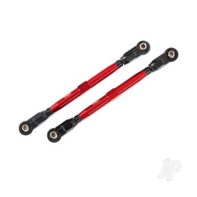 Toe links, front (TUBES Red-anodised, 7075-T6 aluminium, stronger than titanium) (2) (for use with #8995 WideMaxx suspension kit)