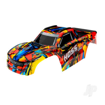 Body, Hoss 4X4 VXL, Solar Flare (painted, decals applied) (assembled with front & rear body mounts and rear body support for clipless mounting)