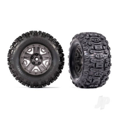 Wheels & Tyres, Assembled, Glued (Charcoal Grey 2.8in wheels, Sledgehammer Tyres, foam inserts) (2) (TSM rated)