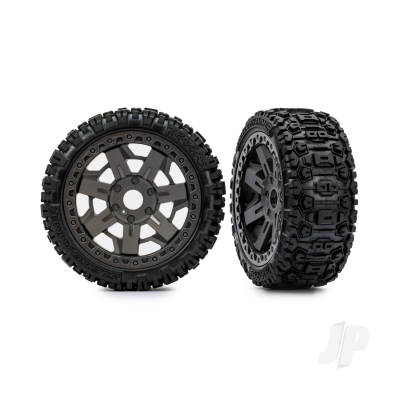 Wheels & Tyres, Assembled, Glued (3.0" Grey wheels, Sledgehammer tyres, foam inserts) (2)