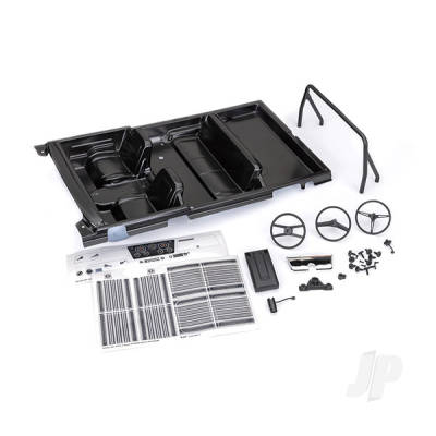 Interior, Chevrolet Blazer (1969 -1972) (Black) (includes rollbar, gauge bezel, steering wheel and column, shifter, armrest, decals) (fits #9111, 9112, 9130, or 9131 series bodies) (#9111 or 9112 series bodies require #9128 body cage for installation)