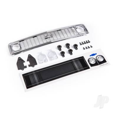 Grille, Chevrolet Blazer (1972)/ grille retainers (5)/ headlight housing (2)/ lens (2)/ 2.6x8 BCS (5)/ 2.5x6 BCS (4) (fits #9111 body)