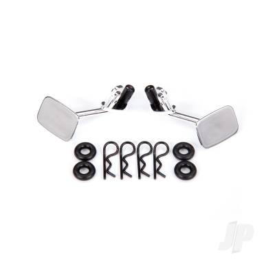 Mirrors, side, Chrome (left & right)/ o-rings (4)/ body clips (4) (fits #9112 body)