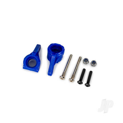 Steering blocks, extreme heavy duty, Blue (left & right) / 3x26mm hinge pins (2 pcs) / 3x15mm BCS (2 pcs) (for use with #9180, 9181, 9182 upgrade kit)