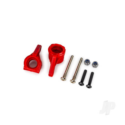 Steering blocks, extreme heavy duty, Red (left & right) / 3x26mm hinge pins (2 pcs) / 3x15mm BCS (2 pcs) (for use with #9180, 9181, 9182 upgrade kit)