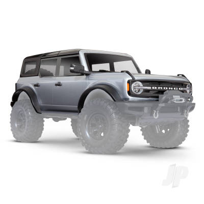 Body, Ford Bronco (2021), complete, Iconic Silver (painted) (includes grille, side mirrors, door handles, fender flares, windshield wipers, spare Tyre mount & clipless mounting) (requires #8080X inner fenders)